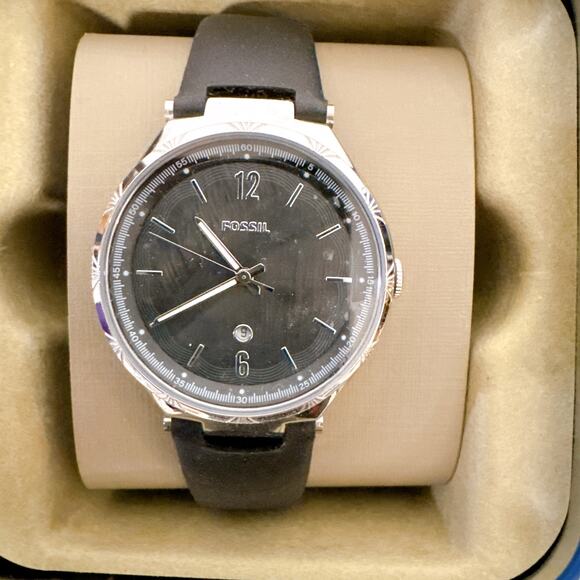 Fossil BQ3745 Ashtyn Three-Hand Date Black Leather Watch main image 4